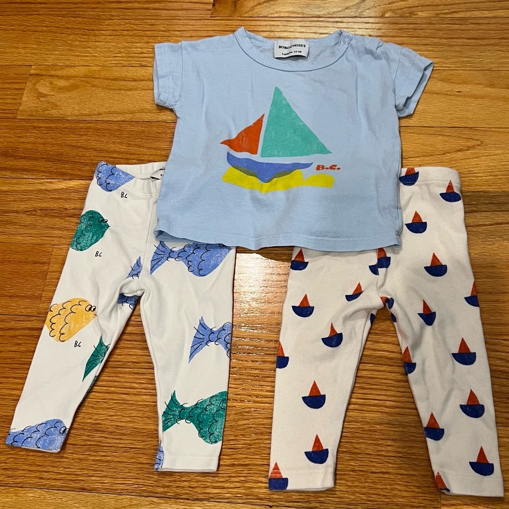 Bobo Choses T-shirt and 2 pants combo 6 months